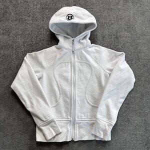 Lululemon Scuba Full Zip Hoodie Women Size 6 White Athletic Y2K Thumbholes